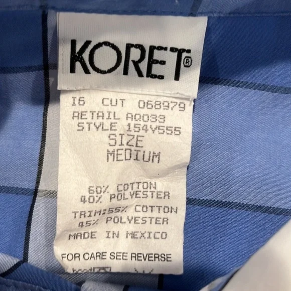 EUC Koret Vintage blue and white plaid longsleeve top - Picture 6 of 13